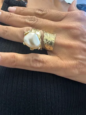 Kalliope Collection Gold Pearl Adjustable Ring
