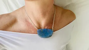 Labradorite and Silver Pendant Necklace. Sterling Silver Chain