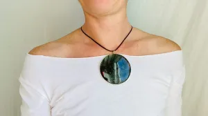 Labradorite Silver Pendant Necklace. Sterling Silver. 1221