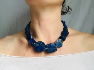 Lapis & Silver Beaded Necklace.