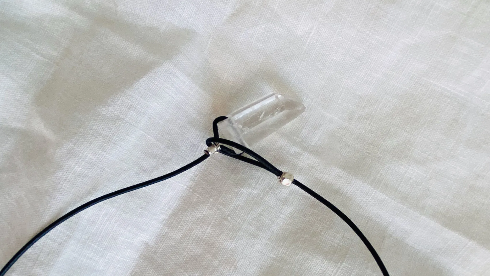 Large Amazonite Pendant. Leather & Silver Cord