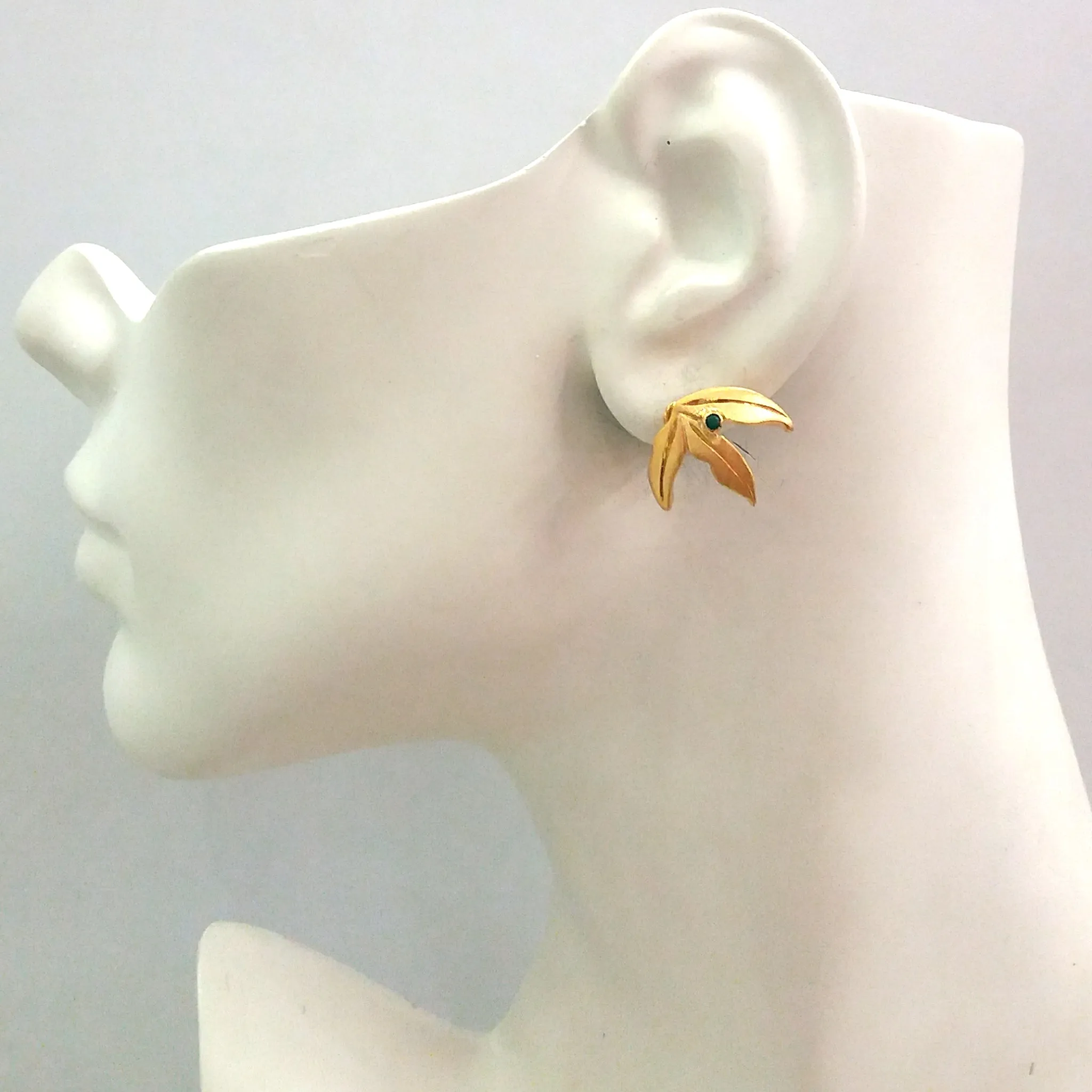 Leaf and Green Agate Stud with Citrine ,Peridot, Leaf and Branches Detachable Twinset Earrings