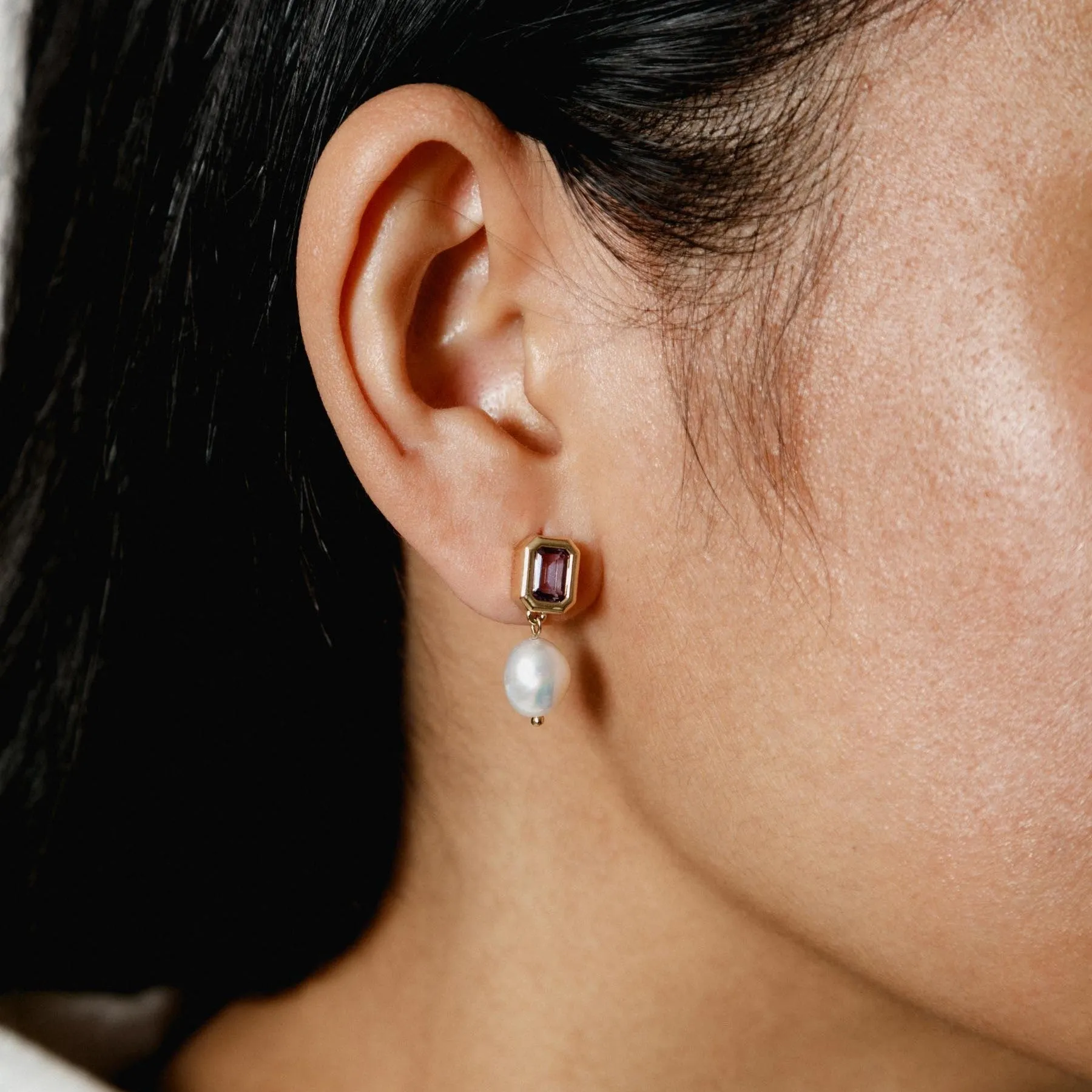 Penelope Rectangle Earrings (Alexandrite & Gold)