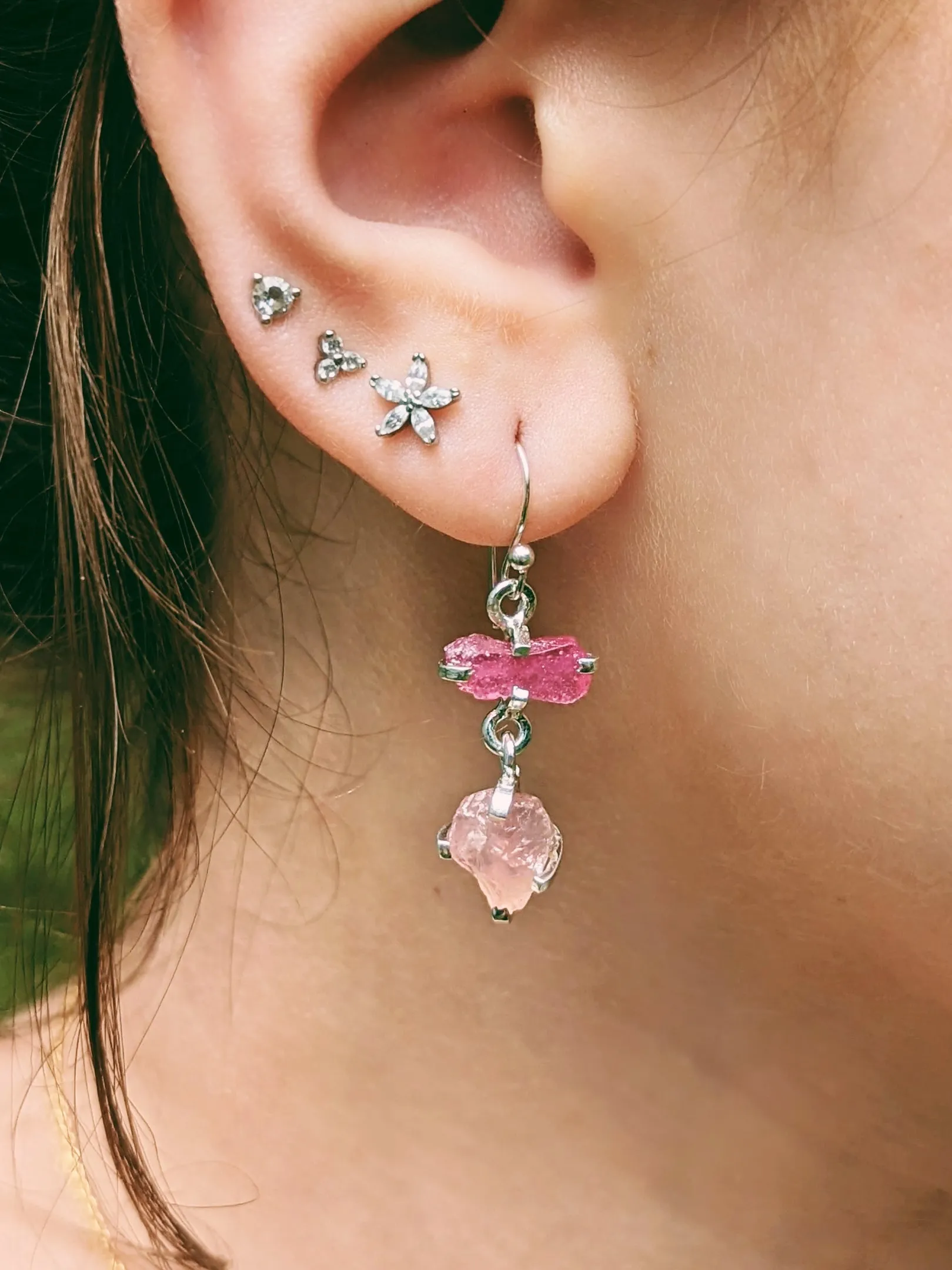 Raw Gem Duo Drop Earring