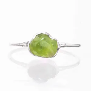 Raw Peridot Ring in Sterling Silver