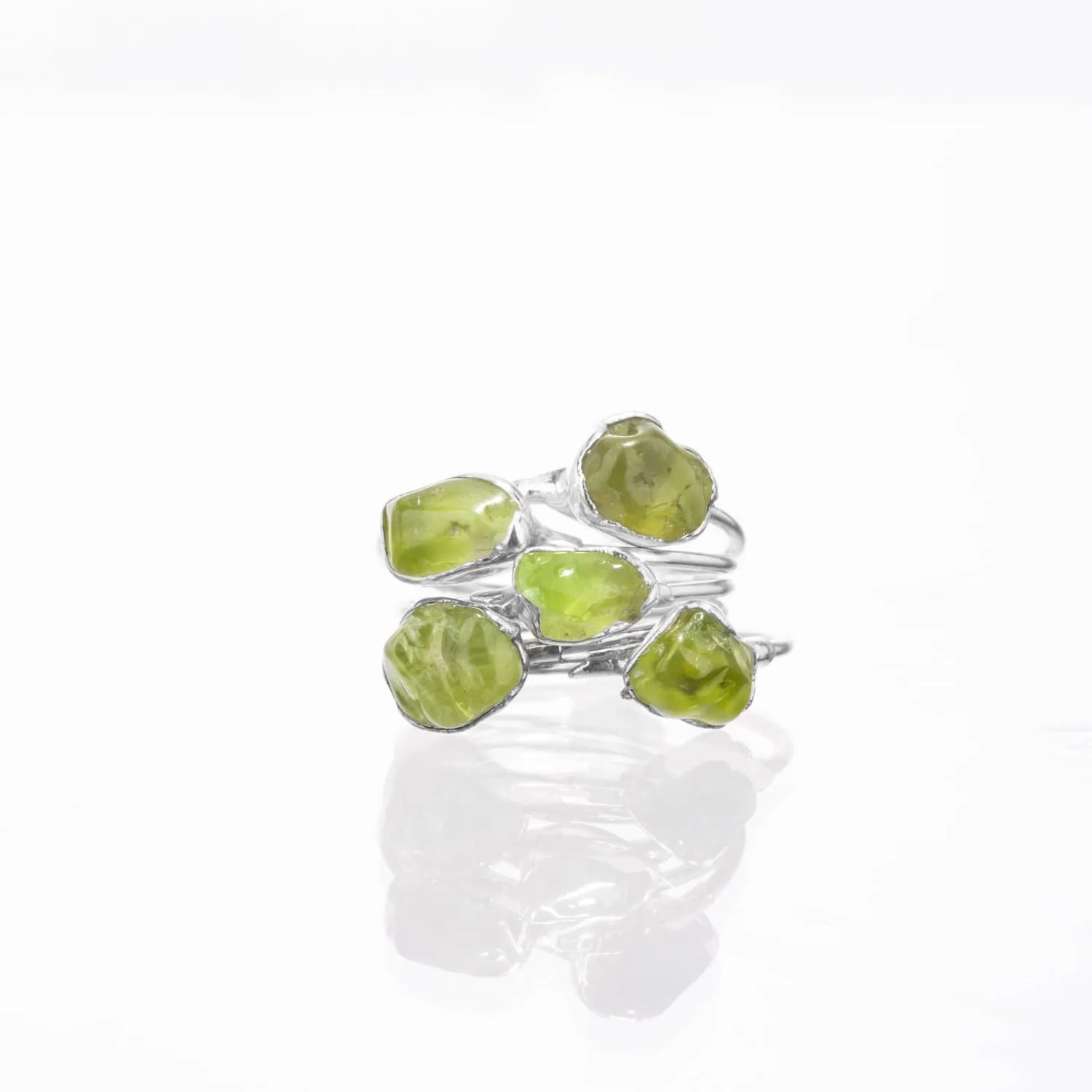 Raw Peridot Ring in Sterling Silver