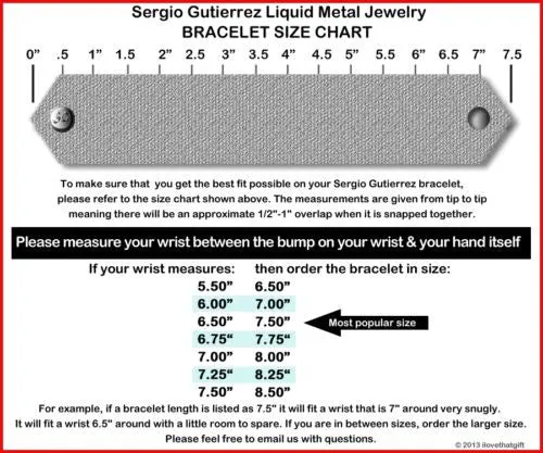 Sergio Gutierrez Liquid Metal Cuff Bracelet TB32 7.5 " SG Mesh