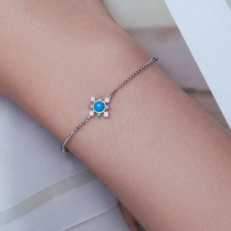 Simple Platinum Plated Round Bead Bracelet