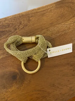 Stella and Gemma Bracelet Gold Mesh with Ring 5626