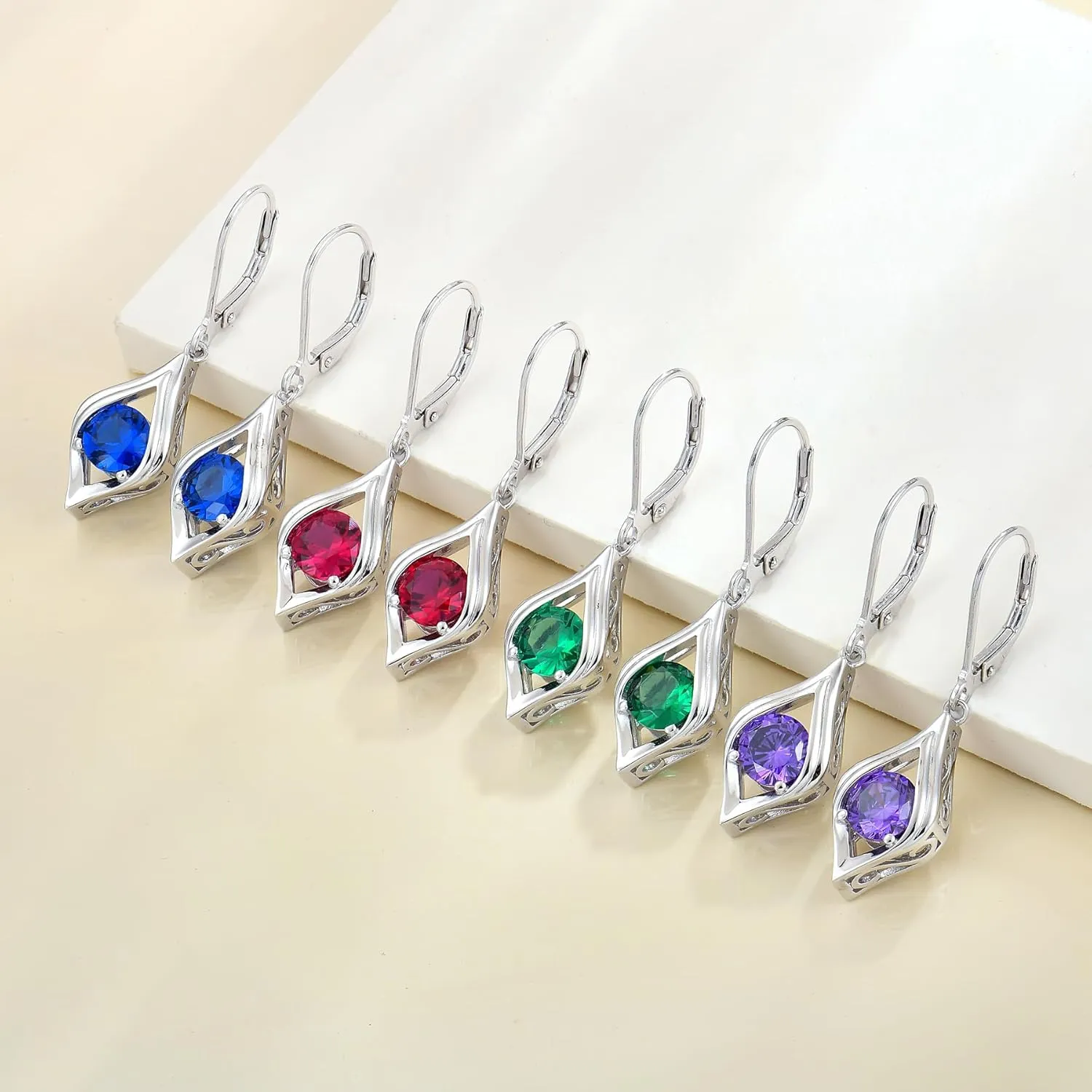 YL Eye Earrings 925 Sterling Silver Polished Dangle Drop Earring Birthstone Jewelry for Women