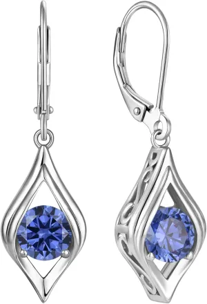 YL Eye Earrings 925 Sterling Silver Polished Dangle Drop Earring Birthstone Jewelry for Women