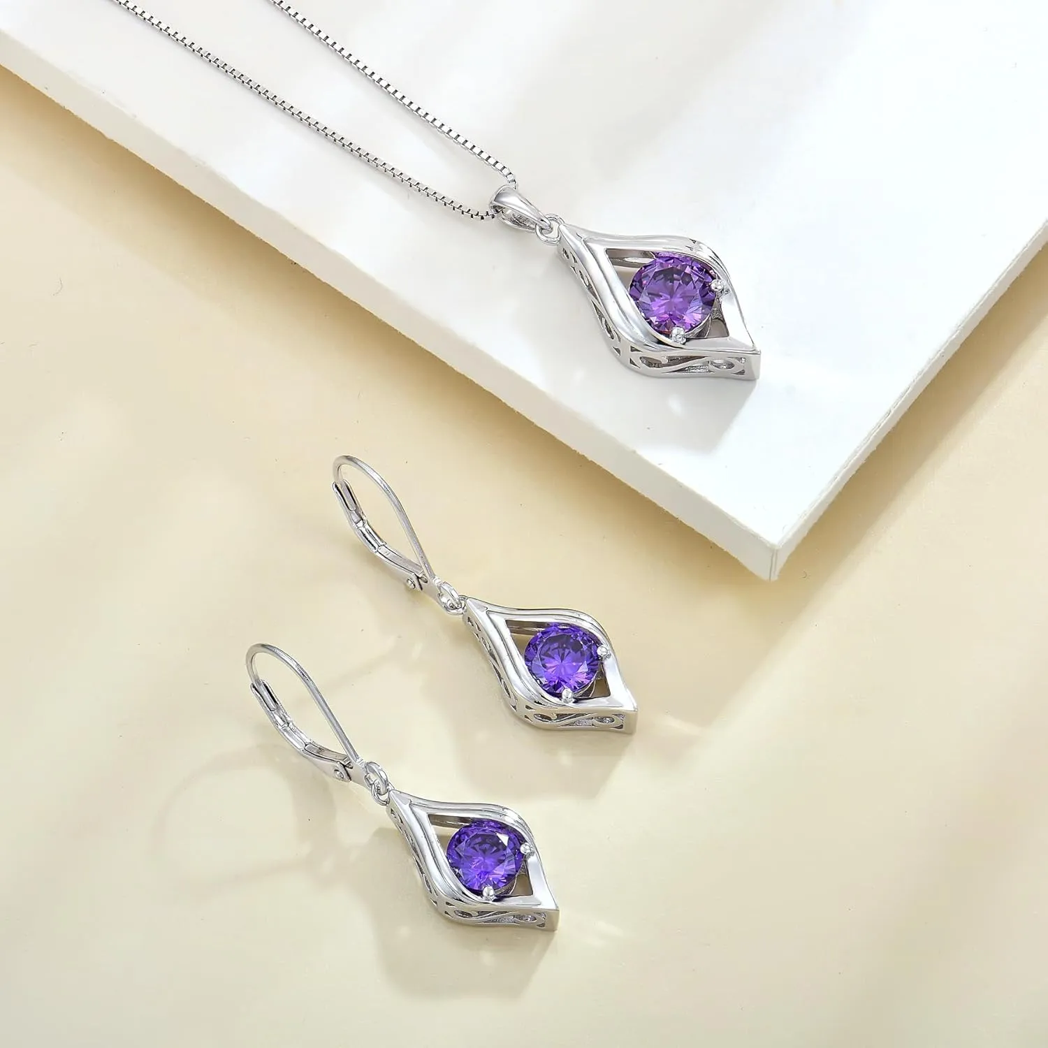 YL Eye Earrings 925 Sterling Silver Polished Dangle Drop Earring Birthstone Jewelry for Women